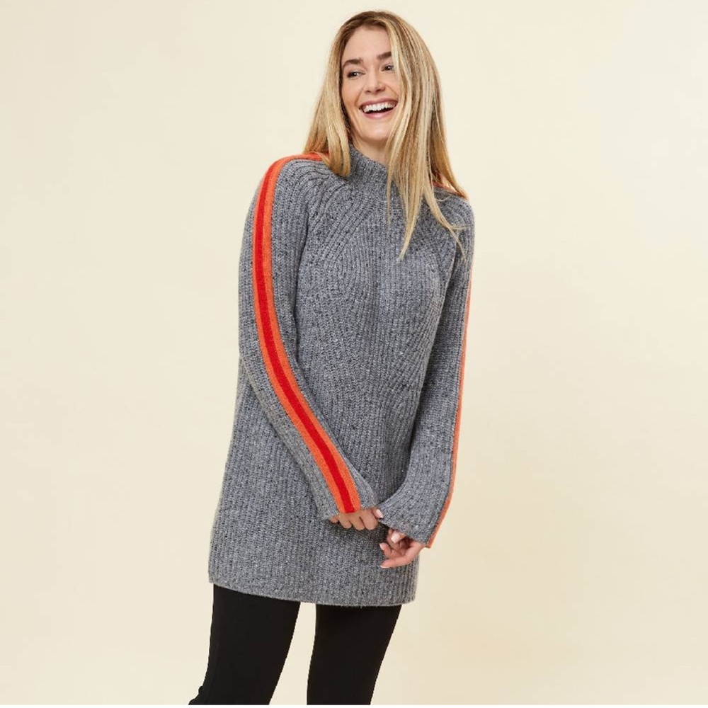 Krimson Klover Gray Turtleneck with Red and Orange Accents